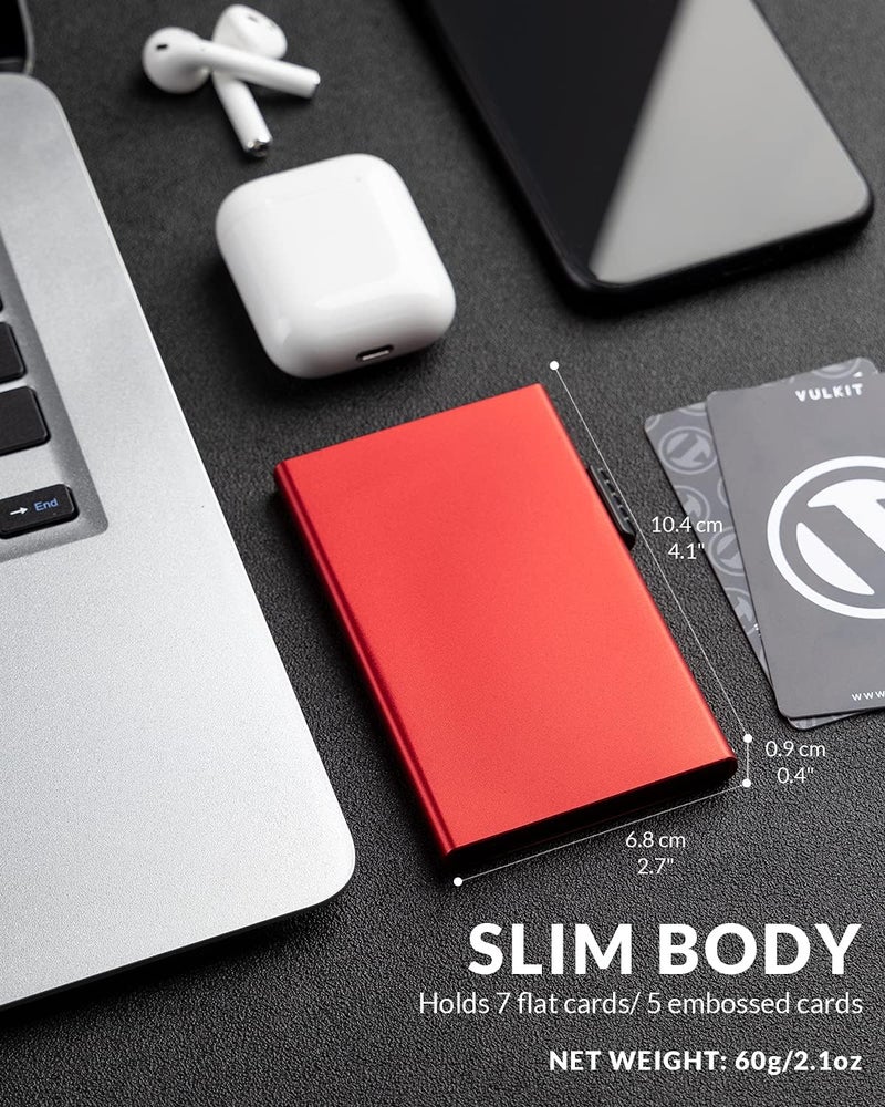 VULKIT Minimalist Credit Card Holder Pop Up Cards RFID Protection Slim Metal Wallet - Image 2